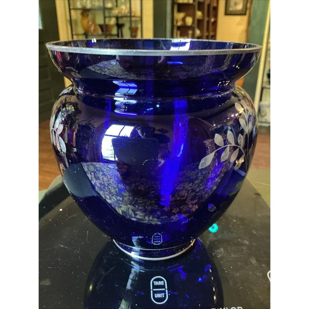 Antique Sterling‎ Overlay Peacock Cobalt Blue 7.25